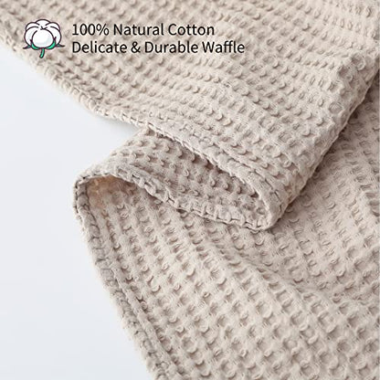 100% Cotton Waffle Blanket (Khaki - Full Size - 84 * 90''), Pre-Washed and Anti-Shrinkage Soft Lightweight Bed & Couch Blanket, 380 GSM Waffle Weave Throw Blanket for All Seasons - color: Khaki, size: Full (84"*90")