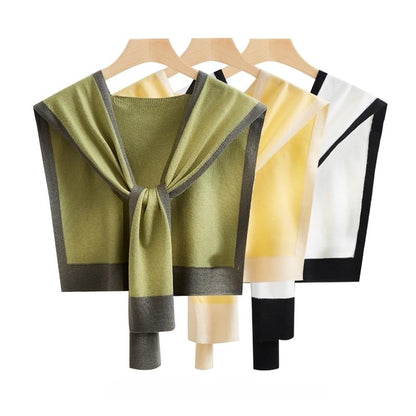 Sweater Shawl Wraps for Women Fashion Knitted Shoulder Shawls Ponchos Travel Casual Sweaters Scarf Cape Wraps - color: 05 Red/White Edge