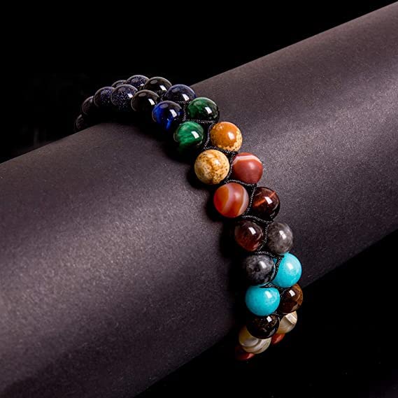 108 Mala Beads Necklace 7 Chakra Tree of Life Pendant Prayer Buddha Bracelets Healing Stone Yoga Men Women Jewelry - color: Eight Planets Star Beads-1