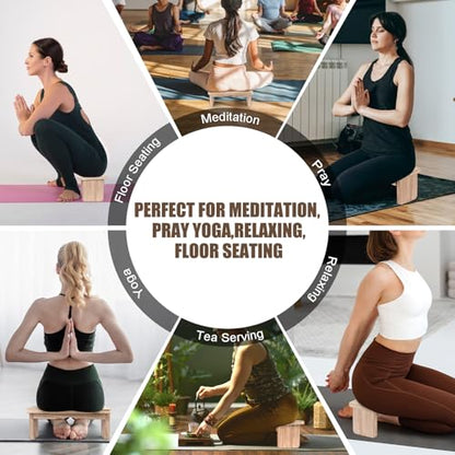Folding Yoga Meditation Bench - Yoga Kneeling Bench for Adult, Wooden Zen Meditation Stool Kneeling Bench for Yoga Practice (Light Brown) - color: Light Brown
