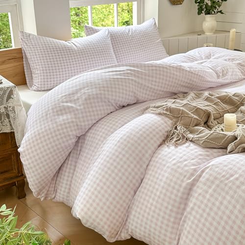 Pink Gingham Cotton Weighted Blanket Cover 48"x72", Checked Plaid Duvet Cover for Weighted Blanket, Grid Cotton Heavy Blanket Duvet Cover (Pink Gingham, 48"x72") - color: Pink Gingham (No Blanket), size: 48"x72"