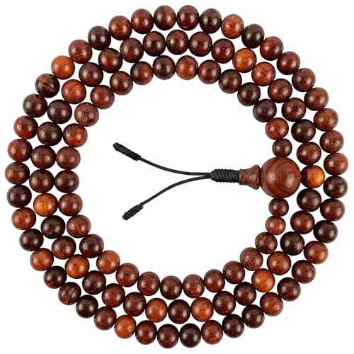 Agan Traders 108 Mala Prayer Beads Necklace for Men & Women – Tibetan Buddhist Prayer Beads Wrist Mala - Handmade Yak Bone Japa Mala Beads for Meditation, Yoga & Healing - color: Rosewood-10mm