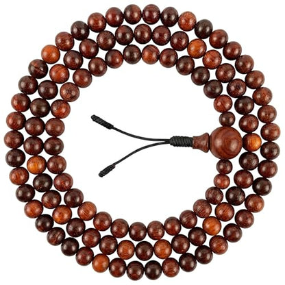 Agan Traders 108 Mala Prayer Beads Necklace for Men & Women – Tibetan Buddhist Prayer Beads Wrist Mala - Handmade Yak Bone Japa Mala Beads for Meditation, Yoga & Healing - color: Rosewood-10mm