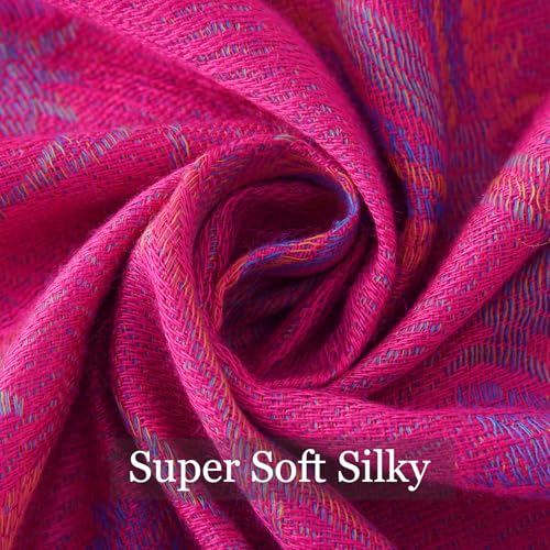 Paisley Pashmina Rave Shawl Scarf-Women's Reversible Ethnic Jacquard Pashmina Wraps for Travel - color: A#. Fuchsia
