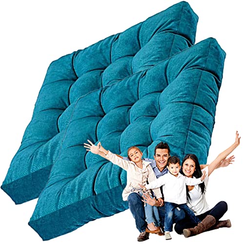 Square Meditation Pillow for Seating on Floor,Solid Thicken Futon Pillow Seat Floor Cushion for Yoga Corduroy Chair Pad (Blue 55cm/22in(Set of 2)) - color: Blue, size: 55cm/22in(Set of 2)