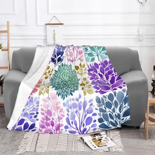 Abstract Floral Composition Fleece Blanket, Artistic Purples Flower, Lightweight Blankets for Meditation Spaces,for All Seasons,Very Suitable for Keeping Warm in Winter and Autumn 80"X60" - size: 80”X60”
