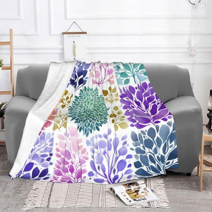 Abstract Floral Composition Fleece Blanket, Artistic Purples Flower, Lightweight Blankets for Meditation Spaces,for All Seasons,Very Suitable for Keeping Warm in Winter and Autumn 40"X30" - size: 40”X30”