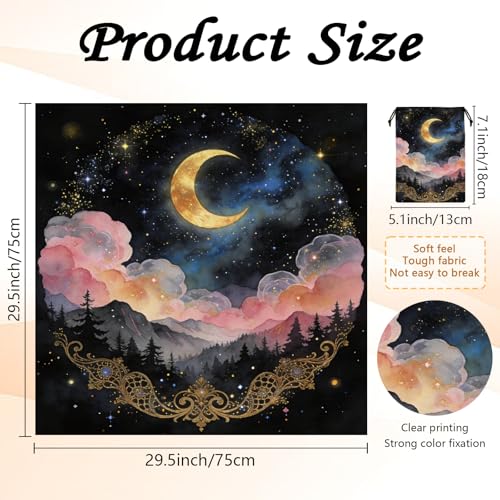 Tarot Altar Cloth Dreamlike Starry Print Sky Card Table Tablecloth Mountains and Forests Tablecloth with Tarot Bag for Reading Rituals Crystals Spiritual Divination Witchcraft Supplies - color: Dreamlike Starry