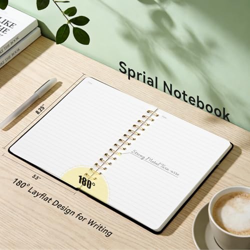 Lined Spiral Journal Notebook, A5 College Ruled Spiral Notebook for Women, Hardcover with Elegant Design for Work and Note-Taking, 5.5 * 8.25 inch, 160 Pages, Letter S - color: S