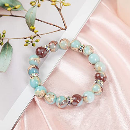 Healing Bracelet For Women Anxiety Crystal Bracelet Chakra Beaded Bracelets Rose Quartz Crystals And Healing Stones Yoga Bead Bracelet Calming Stretch Bracelet Stress Relief Gifts For Women - color: Green-Shoushan Stone