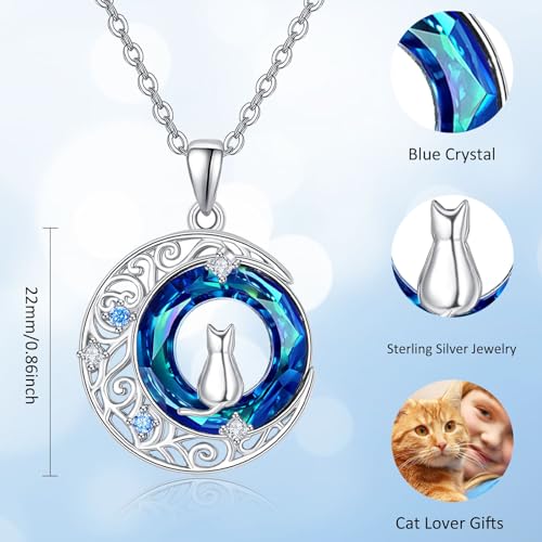 Palpitate Crystal Pendant Necklace 925 Sterling Silver Crystal Jewelry Christmas Gifts for Women - style: Cat-02