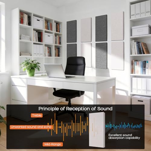 BUBOS 4 PCS Fabric Acoustic Panels, 23.6''x11.8''x1'' Self-Adhesive Soundproofing Panels for Home Studio, Office & Living Room, Sleek Design to Eliminate Echo,Fabric-Clad Linen - color: Linen, size: 23.6''x11.8''