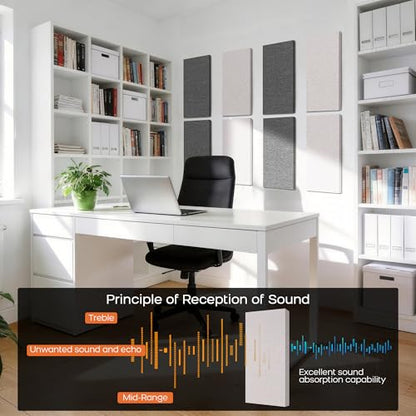 BUBOS 4 PCS Fabric Acoustic Panels, 23.6''x11.8''x1'' Self-Adhesive Soundproofing Panels for Home Studio, Office & Living Room, Sleek Design to Eliminate Echo,Fabric-Clad Linen - color: Linen, size: 23.6''x11.8''