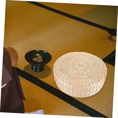 Natural Straw Woven Meditation Cushion Simple Style Floor Mat for Yoga and Relaxation Comfortable Seating Pad for Home and Zen Practices Height