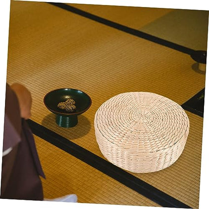 Natural Straw Woven Meditation Cushion Simple Style Floor Mat for Yoga and Relaxation Comfortable Seating Pad for Home and Zen Practices Height