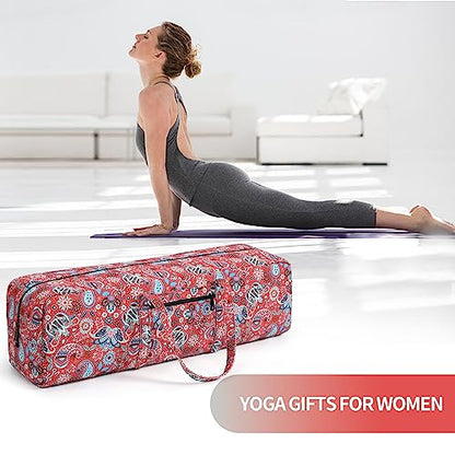 Boulder Bee | Yoga Mat Bag | Large Yoga Mat Carrier with Wet Pocket | Yoga Gifts | Gym Tote Bag for Women - color: Red