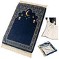 Muslim Prayer Mat 2-in-1 Travel Rug with Removable Washable Cover, Thick Foam Janamaz Sajadah, Minimalist Star & Moon Islamic Design, Non-Slip, 31.5"x47.2" - color: Green