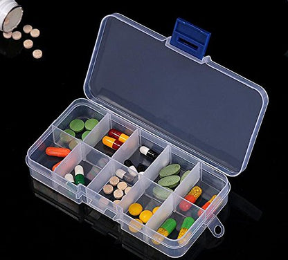 Driak 5PC 10 Grid Transparent Adjustable Plastic Box Metal Parts Storage Jewelry Box