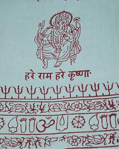 Yoga Scarf Meditation Shawl Large Wrap Hindu Prayer Stole OM Ganesha print - color: Turquoise
