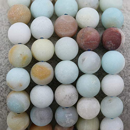 Keleny Gem Semi Precious Gemstones 8mm Natural Stone Round Beads Crystal Stretch Bracelets 7 Inch Unisex - color: 8mm Matte Multicolor Amazonite