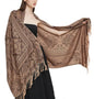 Pashmina Shawl Wrap with Ethnic Paisley Two Tone Jacquard Scarf for Women - color: Black Beige