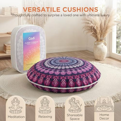 Codi 32 Inch Round Floor Pillow, Large Meditation Pouf Cushion , Memory Foam Stuffer Circle Throw Pillows - (Purple Orchid, 1 Count (Pack of 1))