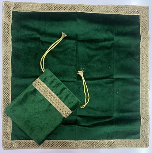 SMMS Spiritual Velvet Table Cloth Altar Tarot Spread (Green, Small- 46cm*46cm/ 18inch*18inch) - color: Green, size: Small- 46cm*46cm/ 18inch*18inch
