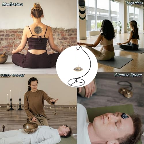 Tingsha Chime Bells 2.5" Table Healing Bell with Striker,Tibetan Finger Cymbals for Spiritual Healing Mindfulness Meditation Yoga Buddhist, Relaxation(2 Dragons Embossed)