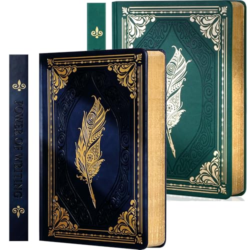 CAGIE 320 Pages Thick Hardcover Journaling Notebooks Vintage Leather Journal for Women Men A5 College Ruled Journals for Writing with Gift Box, 5.7 x 8.3 in, Green 2 - color: Green 2