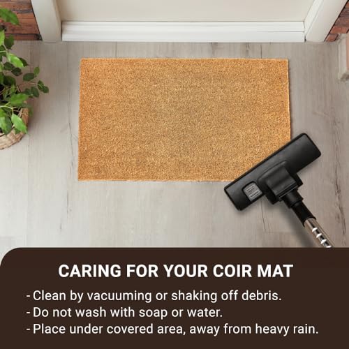 Coco Coir Door Mat with Heavy Duty Backing, Welcome Doormat (17" x 30"), Doormat Entrance (Plain - 1Pack) - color: Plain - 1pack