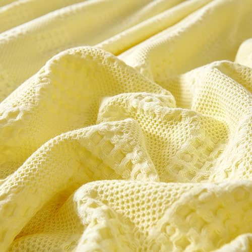 LGYKUMEG 100% Cotton Knitted Throw Blanket 40×60 inch,Lightweight Washed Cotton Blanket - Cotton Breathable All-Season Knit Throw Blankets for Bed and Couch.