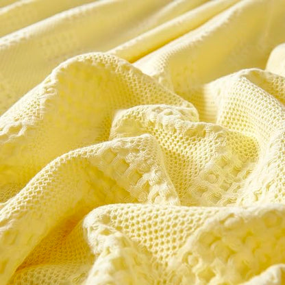 LGYKUMEG 100% Cotton Knitted Throw Blanket 40×60 inch,Lightweight Washed Cotton Blanket - Cotton Breathable All-Season Knit Throw Blankets for Bed and Couch.