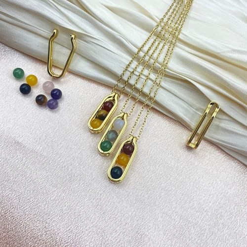 Natural Crystal Necklace Gift for New Beginnings, Crystals and Healing Stones Necklace for Anxiety Relief, Encourage Gift For Women, Mum, Natural Genuine Gemstone, Cheer Up - color: Gold, style: New Beginnings