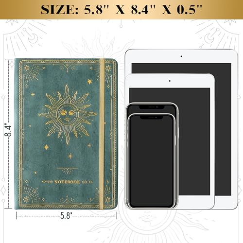 Artfan Ruled Notebook/Journal – Premium Thick Paper Faux Leather Classic Writing Notebook with Pocket + Page Dividers Gifts, Banded, Large, 144 Pages, Hard Cover, Lined (5.8 x 8.4) - Cyan - color: Cyan