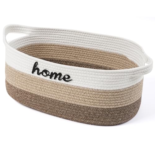 Dog Toy Basket Woven Baskets for Organizing Rope 22"X11"X7.9" Large Storage Basket with Handle Cute Cotton Nursery Gift Dog Toy Bins Organizer-Light Brown - color: Brown