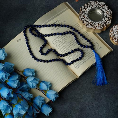 108 Beads Lapis Lazuli Mala Necklace for Meditation, Yoga, Prayer, Reiki & Spiritual Healing – Handcrafted 8mm Natural Gemstone Japa Mala for Spiritual Growth & Third Eye Activation