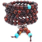 6MM 108 Prayer Beads Rosewood with blue beads bracelet Tibetan Buddhist Buddha Meditation Mala Bracelets/Necklace