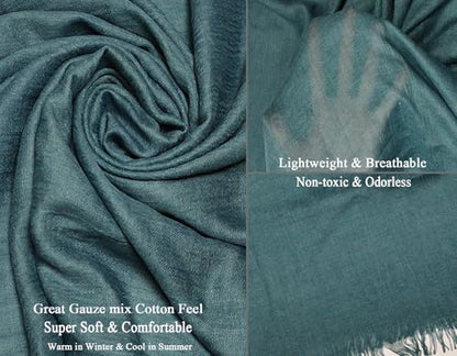 Women Summer Scarfs Lightweight Large Long Gauze Shawl Linen Beach Wrap Plain 75”×43” - color: Dark Green