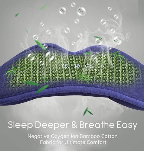 Sleep Mask with Headphones Bluetooth 5.4, TOPOINT 3D Eye Mask Blackout with Soft Bamboo Cotton for Side Sleepers Women Men, Sleep Headphones Earphones HD Speaker Microphone for Travel Meditation Gift - color: Blue