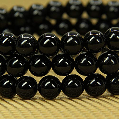 Angelstones Handmade Natural Healing Gemstone 6mm Round Beads Stretch Crystal Bracelet 7 Inch Unisex - color: Black Tourmaline