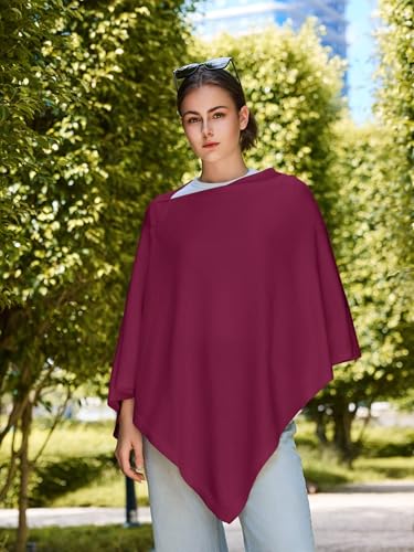 Lacretazhi Women'S Shawl Wraps Poncho Sweater Lightweight Knit Scarf With Buttons Versatile Cape Cardigan Spring Summer Fall - color: Burgundy