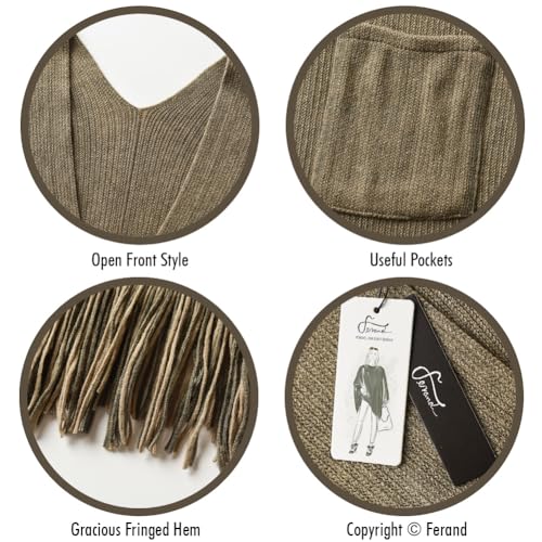 Ferand Shawl Wraps for Women, Cozy Lightweight Poncho Cape with Pockets, Warm for Fall Winter Travel - color: Khaki