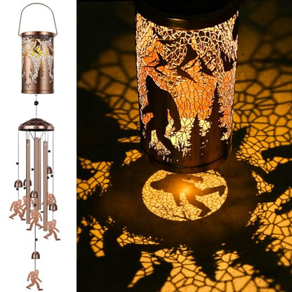 Retisee Bigfoot Solar Wind Chimes Outdoor Metal Sasquatch Gifts Solar Light for Holiday Lawn Porch Patio Garden Yard - style: Bigfoot