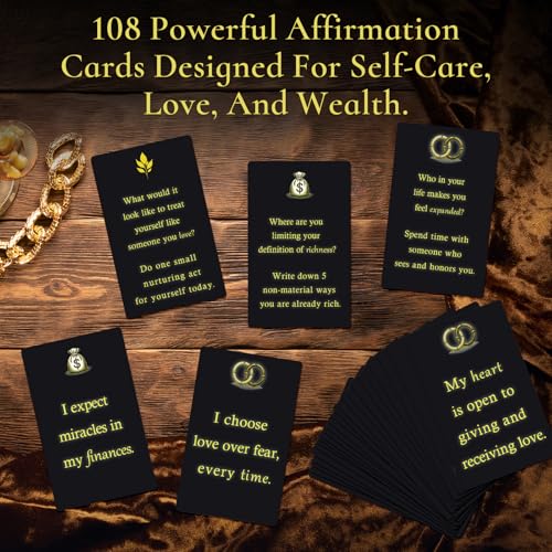 Miracle Mantras Positive Affirmations Cards – 54 Daily Affirmation Cards for Women & Men, Self Care, Love & Wealth, Mindfulness Motivational Deck, Inspirational Gift