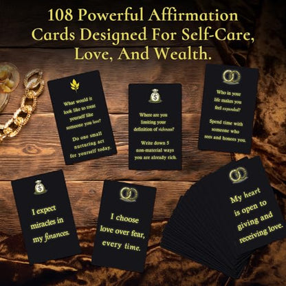 Miracle Mantras Positive Affirmations Cards – 54 Daily Affirmation Cards for Women & Men, Self Care, Love & Wealth, Mindfulness Motivational Deck, Inspirational Gift