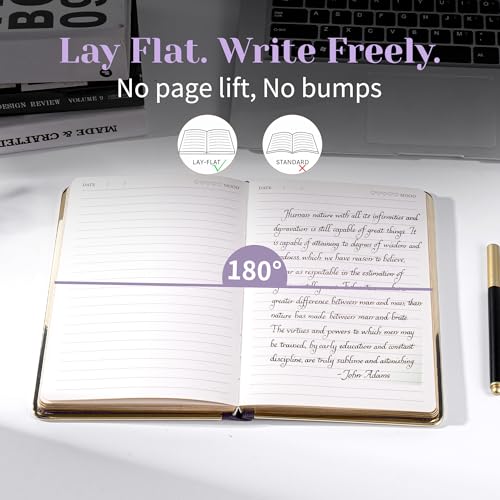 CAGIE Elegant Gold-Edged Journal for Women – Aesthetic Vegan Leather A5 Notebook, 256 Pages 100GSM Thick Paper Hardcover Diary, Gift Journals for Writing - color: Z-Purple