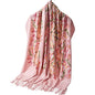 Embroidered Brushed Shawl Paisley Leaves Pattern Scarf Soft Ponchos Wrap Cape With Fringes - color: 043-misty Rose