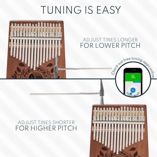 UNOKKI 17-Key Kalimba Thumb Piano - Portable Mahogany Percussion Mbira Instrument - Beginner Tuning Set, Music Instruments for Kids Gifts - Dark Brown - color: Dark Brown