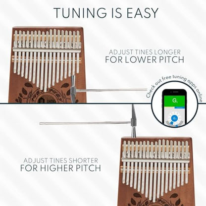 UNOKKI 17-Key Kalimba Thumb Piano - Portable Mahogany Percussion Mbira Instrument - Beginner Tuning Set, Music Instruments for Kids Gifts - Dark Brown - color: Dark Brown