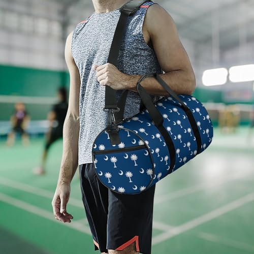 South Carolina Flag Art Cylindrical Portable Fitness Bag, Large Capacity Handbag - color: South Carolina Flag art